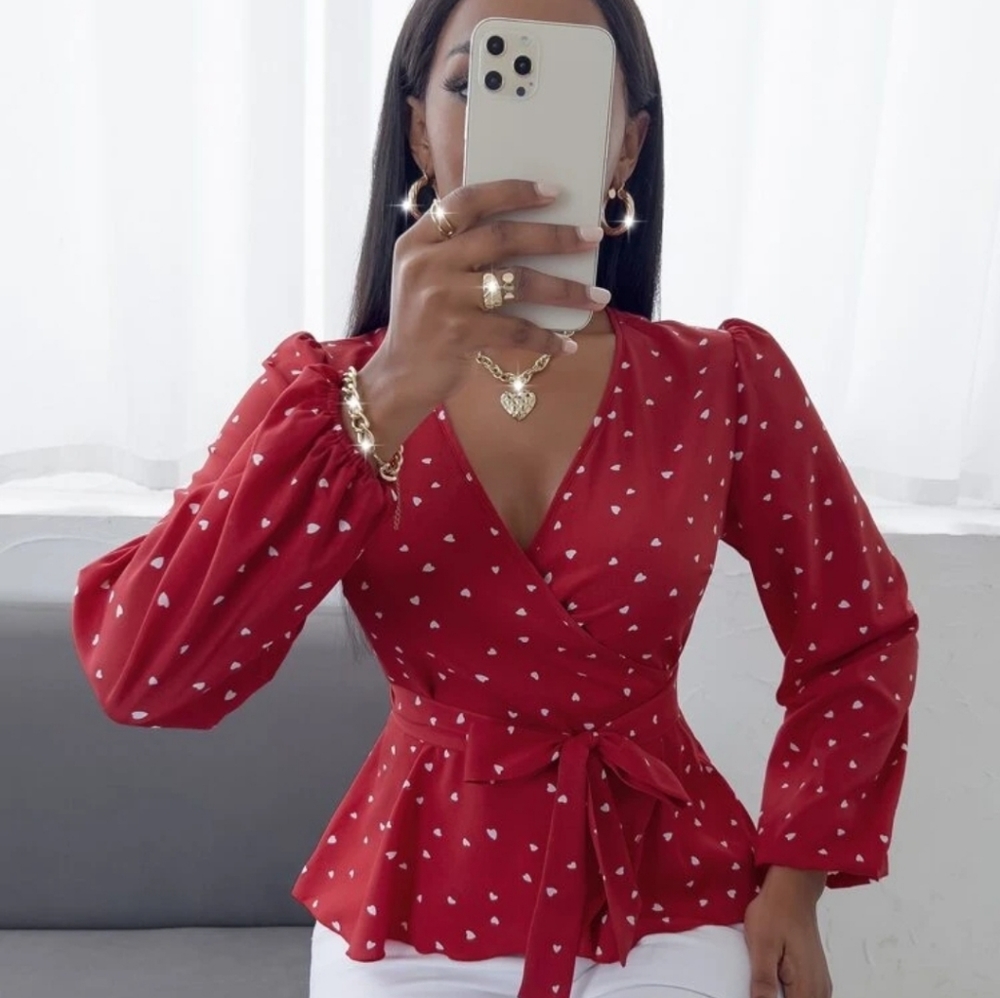 Heart print woman's blouse